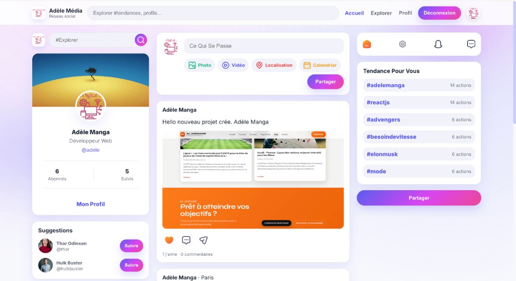 Réseau social interactif